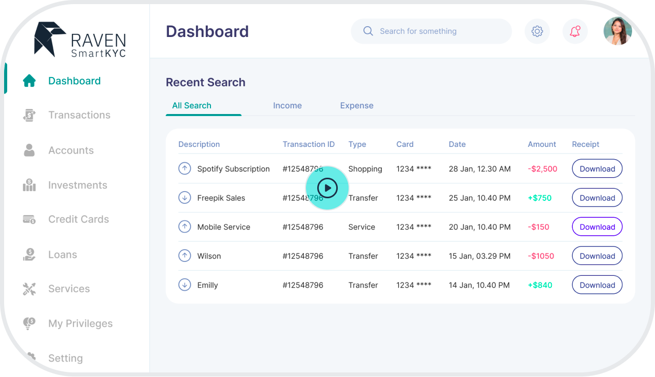 Raven Dashboard Mockup
